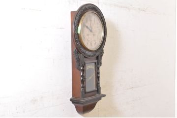 和製アンティーク　精工舎(SEIKOSHA、セイコー)　TRADE(S)MARK　HIGH GRADE EIGHT DAY CLOCK　繊細な彫刻が素敵な掛け時計(柱時計、古時計、振り子時計)(R-072186)