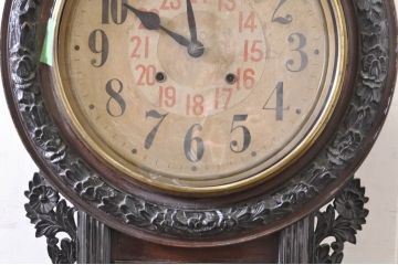 和製アンティーク　精工舎(SEIKOSHA、セイコー)　TRADE(S)MARK　HIGH GRADE EIGHT DAY CLOCK　繊細な彫刻が素敵な掛け時計(柱時計、古時計、振り子時計)(R-072186)