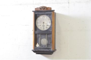 和製アンティーク　HIBINO CLOCK(日比野時計)　TRADE(H)MARK(トレードマーク)　色のコントラストが素敵な掛け時計(柱時計、古時計、振り子時計)(R-072188)