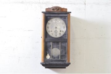 和製アンティーク　HIBINO CLOCK(日比野時計)　TRADE(H)MARK(トレードマーク)　色のコントラストが素敵な掛け時計(柱時計、古時計、振り子時計)(R-072188)