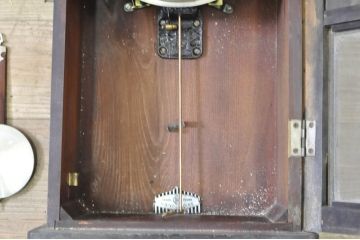 和製アンティーク　HIBINO CLOCK(日比野時計)　TRADE(H)MARK(トレードマーク)　色のコントラストが素敵な掛け時計(柱時計、古時計、振り子時計)(R-072188)
