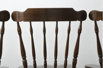 中古　飛騨産業　キツツキ　穂高シリーズ　WINDSOR　ブナ材　カントリースタイルにおすすめのウィンザーチェア4脚セット(ウインザーチェア、ダイニングチェア、板座チェア、椅子、イス)(R-072204)