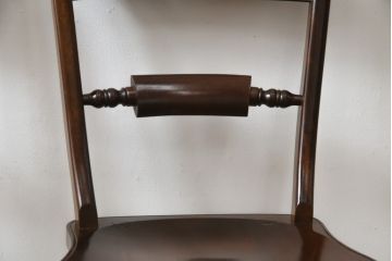 和製ビンテージ　松本民芸家具　背貫のデザインが目を引くB型ワイコムチェア2脚セット(板座チェア、ワークチェア、ダイニングチェア、イス、椅子、ヴィンテージ)(定価2脚で約24万円)(R-072207)