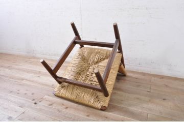和製ビンテージ　松本民芸家具　ナラ材　アジアンテイストのお部屋におすすめなラッシチェア3脚セット(低椅子、ラウンジチェア、ダイニングチェア、椅子、イス、ヴィンテージ)(R-072211)