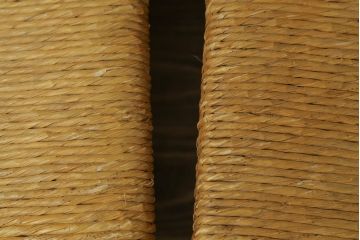 和製ビンテージ　松本民芸家具　ナラ材　アジアンテイストのお部屋におすすめなラッシチェア4脚セット(低椅子、ラウンジチェア、ダイニングチェア、椅子、イス、ヴィンテージ)(R-072212)