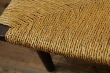 和製ビンテージ　松本民芸家具　ナラ材　アジアンテイストのお部屋におすすめなラッシチェア4脚セット(低椅子、ラウンジチェア、ダイニングチェア、椅子、イス、ヴィンテージ)(R-072213)