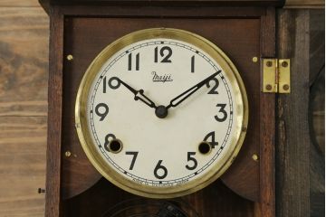和製アンティーク　Meiji(明治時計社)　クラシカルなデザインがおしゃれな掛け時計(柱時計、古時計、振り子時計)(R-072228)