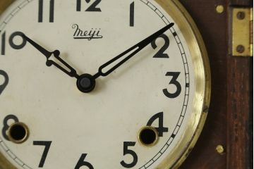 和製アンティーク　Meiji(明治時計社)　クラシカルなデザインがおしゃれな掛け時計(柱時計、古時計、振り子時計)(R-072228)