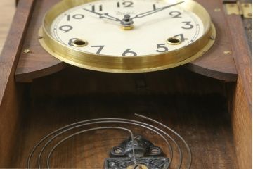 和製アンティーク　Meiji(明治時計社)　クラシカルなデザインがおしゃれな掛け時計(柱時計、古時計、振り子時計)(R-072228)