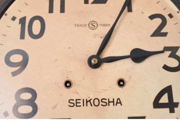和製アンティーク　精工舎(SEIKOSHA、セイコー)　丸形　レトロなデザインが魅力的な掛け時計(柱時計、古時計)(R-072236)