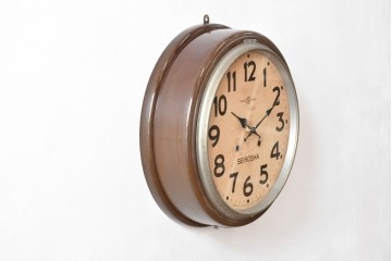 和製アンティーク　精工舎(SEIKOSHA、セイコー)　丸形　レトロなデザインが魅力的な掛け時計　(R-072236)