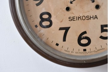 和製アンティーク　精工舎(SEIKOSHA、セイコー)　丸形　レトロなデザインが魅力的な掛け時計　(R-072236)