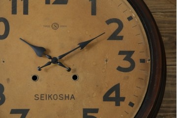 和製アンティーク　精工舎(SEIKOSHA、セイコー)　丸形　レトロなデザインが魅力的な掛け時計　(R-072254)