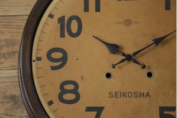 和製アンティーク　精工舎(SEIKOSHA、セイコー)　丸形　レトロなデザインが魅力的な掛け時計　(R-072254)