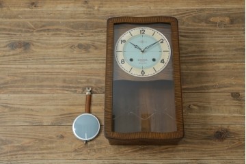 和製アンティーク　精工舎(SEIKOSHA、セイコー)　14DAY　TRADE(S)MARK　デザインが特徴的なおしゃれな掛け時計　(R-072259)