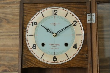 和製アンティーク　精工舎(SEIKOSHA、セイコー)　14DAY　TRADE(S)MARK　デザインが特徴的なおしゃれな掛け時計　(R-072259)