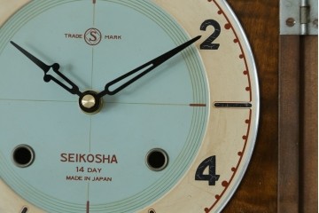 和製アンティーク　精工舎(SEIKOSHA、セイコー)　14DAY　TRADE(S)MARK　デザインが特徴的なおしゃれな掛け時計　(R-072259)