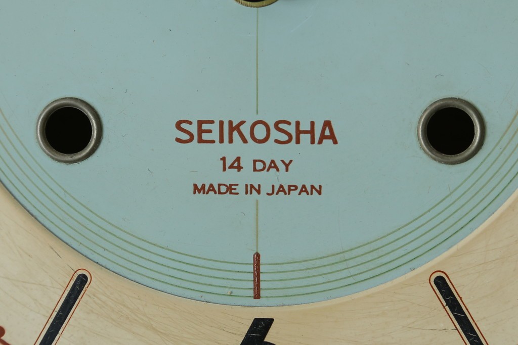 和製アンティーク　精工舎(SEIKOSHA、セイコー)　14DAY　TRADE(S)MARK　デザインが特徴的なおしゃれな掛け時計　(R-072259)