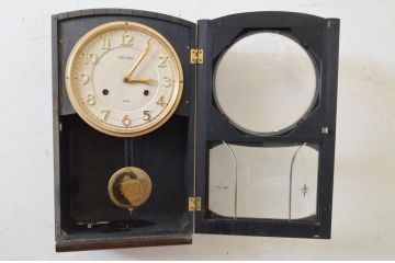 和製アンティーク　SEIKO(セイコー)　30DAY　インデックス(数字)と針の金色がお洒落な掛け時計(柱時計、古時計、振り子時計)(R-072277)