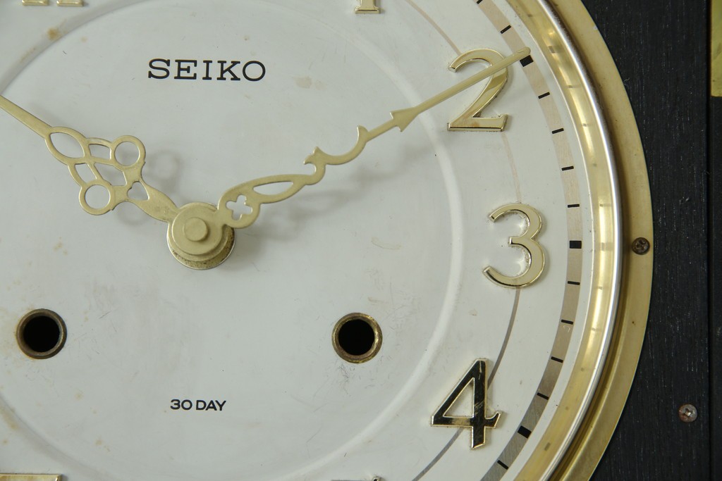和製ヴィンテージ　SEIKO(セイコー)　30DAY　インデックス(数字)と針の金色がお洒落な掛け時計　(R-072277)