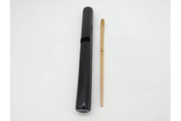 利休　泪写　花押　上品な和の雰囲気溢れる茶杓(竹、筒付き、茶道具、共箱付き、外箱付き)(R-072280)