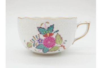 ヘレンド　ハンガリー　HEREND HVNGARY　アポニー・フラワー　華やかな花たちが食卓に彩を与えるティーカップ&ソーサー2客セット(HUNGARY、洋食器、C&S)(R-072282)