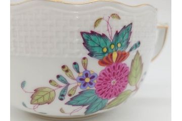 ヘレンド　ハンガリー　HEREND HVNGARY　アポニー・フラワー　華やかな花たちが食卓に彩を与えるティーカップ&ソーサー2客セット(HUNGARY、洋食器、C&S)(R-072282)