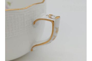 ヘレンド　ハンガリー　HEREND HVNGARY　アポニー・フラワー　華やかな花たちが食卓に彩を与えるティーカップ&ソーサー2客セット(HUNGARY、洋食器、C&S)(R-072282)