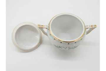 ヘレンド　ハンガリー　HEREND HVNGARY　インドの華　清楚な色合いとデザインが素敵なシュガーポット(HUNGARY、グリーン、洋食器、ボンボン入れ、小物入れ)(R-072283)