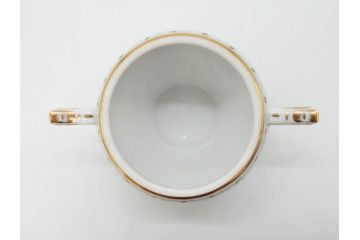 ヘレンド　ハンガリー　HEREND HVNGARY　インドの華　清楚な色合いとデザインが素敵なシュガーポット(HUNGARY、グリーン、洋食器、ボンボン入れ、小物入れ)(R-072283)