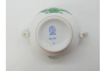 ヘレンド　ハンガリー　HEREND HVNGARY　インドの華　清楚な色合いとデザインが素敵なシュガーポット(HUNGARY、グリーン、洋食器、ボンボン入れ、小物入れ)(R-072283)
