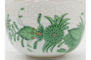 ヘレンド　ハンガリー　HEREND HVNGARY　インドの華　一つ一つ丁寧に作られた美しい意匠が目を惹くティーカップ&ソーサー3客セット(HUNGARY、洋食器、C&S、グリーン)(R-072284)