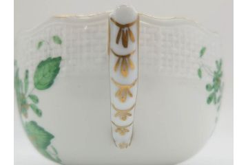 ヘレンド　ハンガリー　HEREND HVNGARY　インドの華　一つ一つ丁寧に作られた美しい意匠が目を惹くティーカップ&ソーサー3客セット(HUNGARY、洋食器、C&S、グリーン)(R-072284)