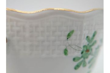 ヘレンド　ハンガリー　HEREND HVNGARY　インドの華　一つ一つ丁寧に作られた美しい意匠が目を惹くティーカップ&ソーサー3客セット(HUNGARY、洋食器、C&S、グリーン)(R-072284)
