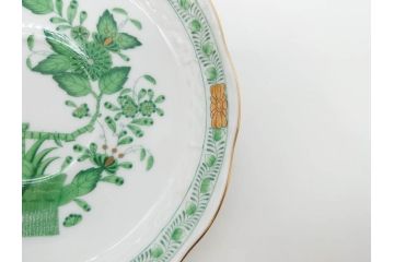 ヘレンド　ハンガリー　HEREND HVNGARY　インドの華　一つ一つ丁寧に作られた美しい意匠が目を惹くティーカップ&ソーサー3客セット(HUNGARY、洋食器、C&S、グリーン)(R-072284)