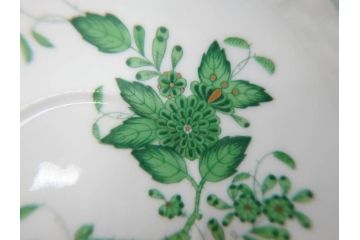 ヘレンド　ハンガリー　HEREND HVNGARY　インドの華　一つ一つ丁寧に作られた美しい意匠が目を惹くティーカップ&ソーサー3客セット(HUNGARY、洋食器、C&S、グリーン)(R-072284)