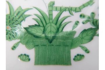 ヘレンド　ハンガリー　HEREND HVNGARY　インドの華　一つ一つ丁寧に作られた美しい意匠が目を惹くティーカップ&ソーサー3客セット(HUNGARY、洋食器、C&S、グリーン)(R-072284)