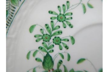 ヘレンド　ハンガリー　HEREND HVNGARY　インドの華　一つ一つ丁寧に作られた美しい意匠が目を惹くティーカップ&ソーサー3客セット(HUNGARY、洋食器、C&S、グリーン)(R-072284)