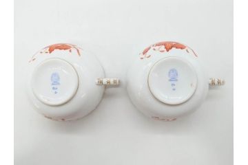ヘレンド　ハンガリー　HEREND HVNGARY　アポニー・オレンジ　明るいビタミンカラーが華やかな空間を演出するティーカップ&ソーサー2客セット(HUNGARY、洋食器、C&S)(R-072285)