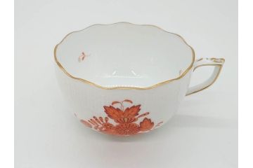 ヘレンド　ハンガリー　HEREND HVNGARY　アポニー・オレンジ　明るいビタミンカラーが華やかな空間を演出するティーカップ&ソーサー2客セット(HUNGARY、洋食器、C&S)(R-072285)