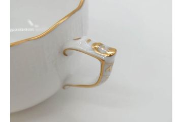 ヘレンド　ハンガリー　HEREND HVNGARY　アポニー・オレンジ　明るいビタミンカラーが華やかな空間を演出するティーカップ&ソーサー2客セット(HUNGARY、洋食器、C&S)(R-072285)