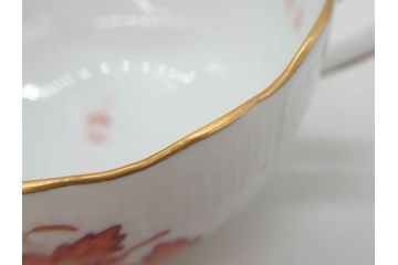 ヘレンド　ハンガリー　HEREND HVNGARY　アポニー・オレンジ　明るいビタミンカラーが華やかな空間を演出するティーカップ&ソーサー2客セット(HUNGARY、洋食器、C&S)(R-072285)