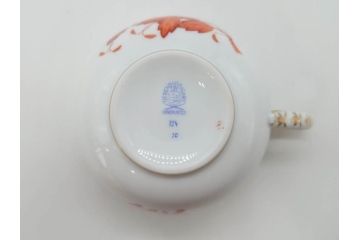 ヘレンド　ハンガリー　HEREND HVNGARY　アポニー・オレンジ　明るいビタミンカラーが華やかな空間を演出するティーカップ&ソーサー2客セット(HUNGARY、洋食器、C&S)(R-072285)