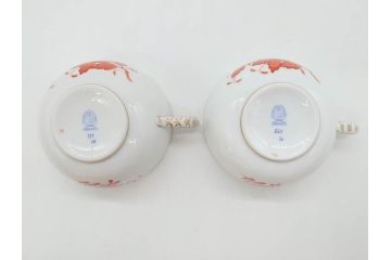 ヘレンド　ハンガリー　HEREND HVNGARY　アポニー・オレンジ　明るいビタミンカラーが華やかな空間を演出するティーカップ&ソーサー2客セット(HUNGARY、洋食器、C&S)(R-072286)