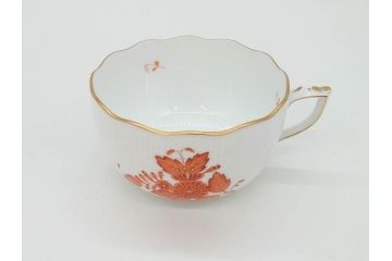 ヘレンド　ハンガリー　HEREND HVNGARY　アポニー・オレンジ　明るいビタミンカラーが華やかな空間を演出するティーカップ&ソーサー2客セット(HUNGARY、洋食器、C&S)(R-072286)