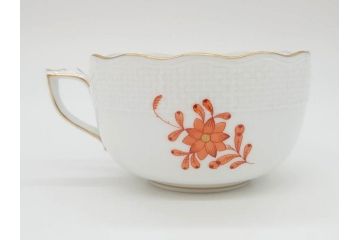 ヘレンド　ハンガリー　HEREND HVNGARY　アポニー・オレンジ　明るいビタミンカラーが華やかな空間を演出するティーカップ&ソーサー2客セット(HUNGARY、洋食器、C&S)(R-072286)