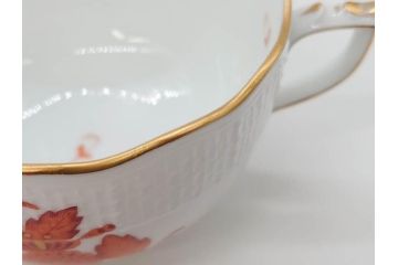 ヘレンド　ハンガリー　HEREND HVNGARY　アポニー・オレンジ　明るいビタミンカラーが華やかな空間を演出するティーカップ&ソーサー2客セット(HUNGARY、洋食器、C&S)(R-072286)