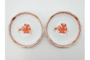 ヘレンド　ハンガリー　HEREND HVNGARY　アポニー・オレンジ　明るいビタミンカラーが華やかな空間を演出するティーカップ&ソーサー2客セット(HUNGARY、洋食器、C&S)(R-072286)