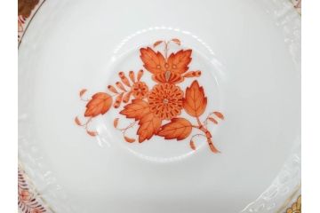ヘレンド　ハンガリー　HEREND HVNGARY　アポニー・オレンジ　明るいビタミンカラーが華やかな空間を演出するティーカップ&ソーサー2客セット(HUNGARY、洋食器、C&S)(R-072286)