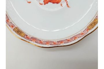 ヘレンド　ハンガリー　HEREND HVNGARY　アポニー・オレンジ　明るいビタミンカラーが華やかな空間を演出するティーカップ&ソーサー2客セット(HUNGARY、洋食器、C&S)(R-072286)